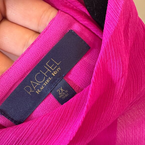 Rachel Rachel Roy Fuchsia Pleated Mock-Neck Blouse – Size 2X - Picture 8 of 9